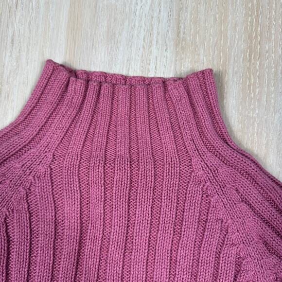 VTG Herman Geist Pink Mock Neck Ribbed Knit Slim Fit Casual Pullover Sweater LG - Picture 3 of 14
